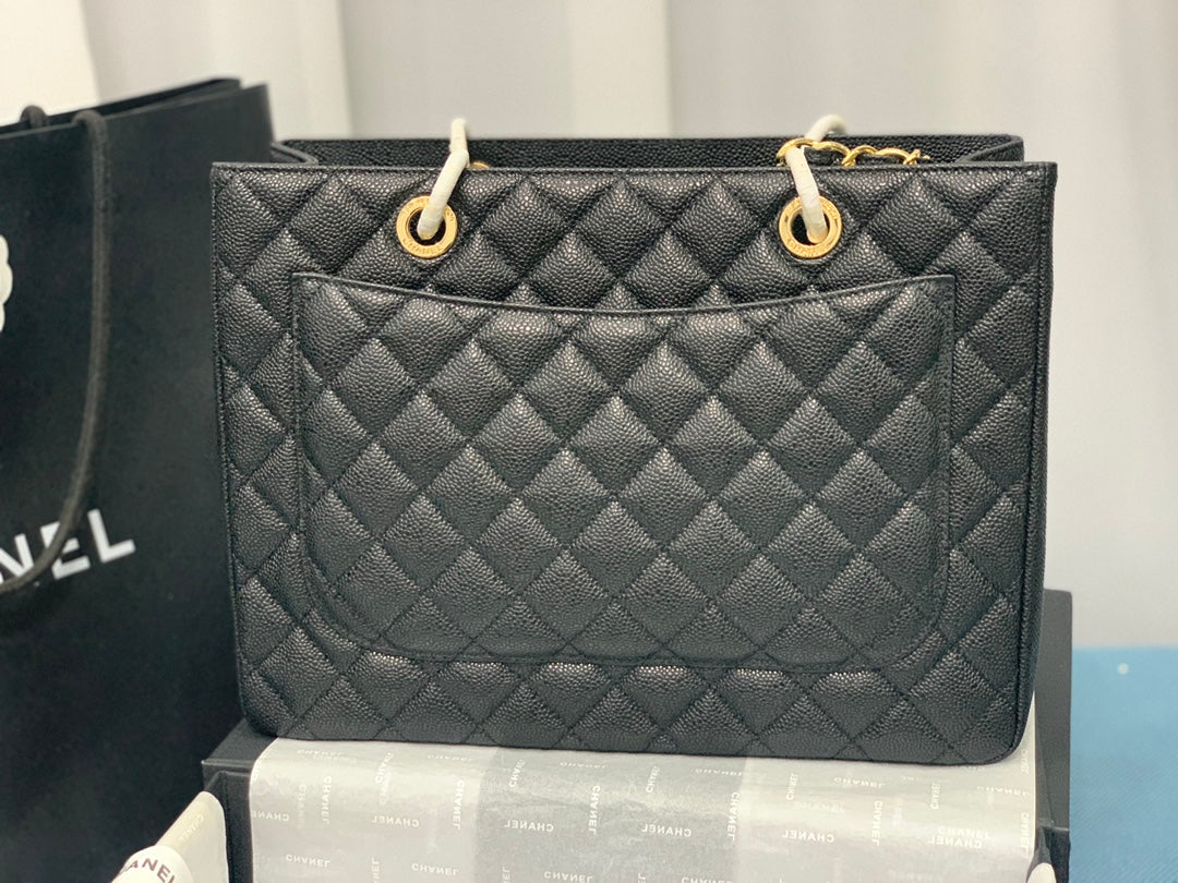 CHANEL 25S MEDALLION TOTE 33 CM IN BLACK CAVIAR WITH GOLD HARDWARE