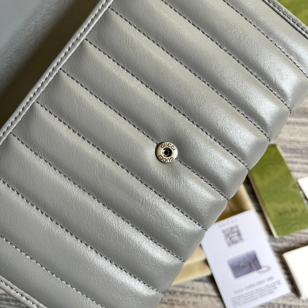 GG MARMONT MINI 20 SHOULDER BAG IN GREY CALFSKIN