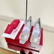 BELLE VIVIER PUMPS IN PLATINUM SILK