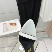 PADLOCK HIGH HEEL 10 CM SANDAL IN WHITE SHEEPSKIN