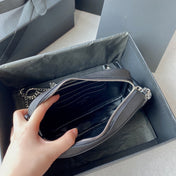 LOU MINI CAMERA BAG 19 IN BLACK CAVIAR PATTERN CALFSKIN SILVER HARDWARE