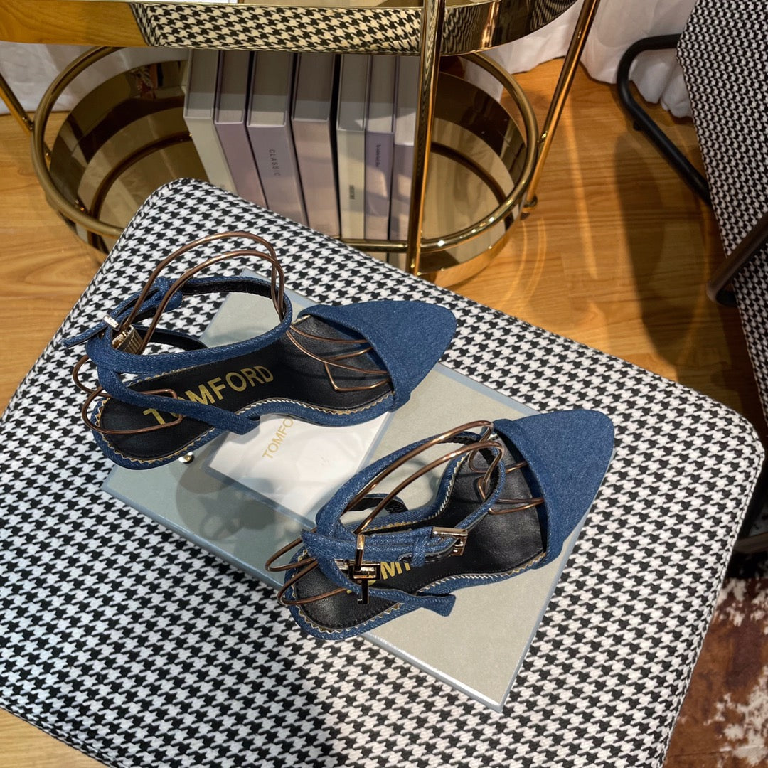 NAVY BLUE PADLOCK 105 DENIM SANDALS