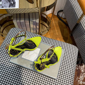 NEON YELLOW PADLOCK 105 LEATHER SANDALS