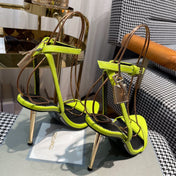 NEON YELLOW PADLOCK 105 LEATHER SANDALS