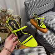 NEON YELLOW PADLOCK 105 LEATHER SANDALS