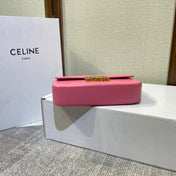 CHAIN EMBOSSED ARMPIT BAG 20 IN WATERMELON PINK CALFSKIN