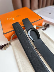 HM LUCK BELT BUCKLE & REVERSIBLE BLACK LEATHER STRAP 38MM
