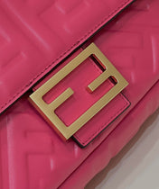 BAGUETTE WITH FF MOTIF 27 IN CERISH PINK SOFT LAMBSKIN GOLD HARDWARE
