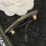 CHANEL 26S DOUBLE C LOGO CHAIN BAR HAIR CLIP IN BLACK RESIN & GOLD METAL 629928