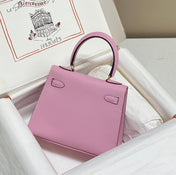 KELLY MINI 20 BAG IN BABY PINK CALFSKIN WITH GOLD HARDWARE
