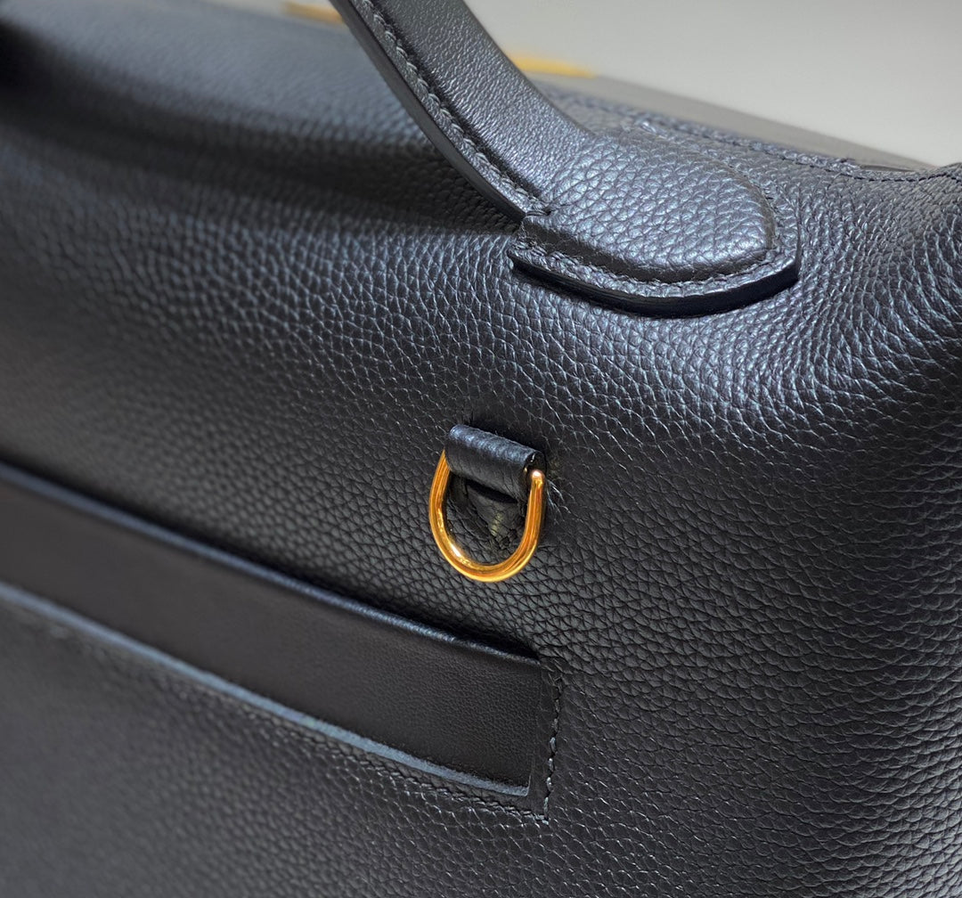 MINI 24/24 29CM IN BLACK EVERCOLOR CALFSKIN GOLD KELLY BUCKLE