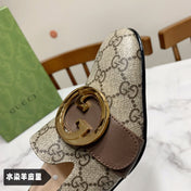 GUCCI 26S BLONDIE HIGH HEELS 55 MM IN DARK BEIGE CANVAS AND CALFSKIN