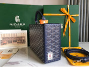 GRAND HÔTEL TRUNK BAG 24 IN NAVY BLUE GOYARDINE CANVAS AND CALFSKIN