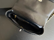 19 FLAP BAG 30 BLACK GOATSKIN RUTHENIUM HARDWARE