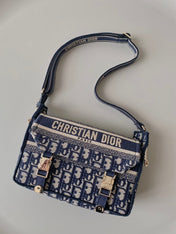 SMALL DIORCAMP BAG 23 OBLIQUE BLUE EMBROIDERY