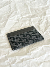 SAINT-SULPICE CARD WALLET 10 IN GREY BLACK GOYARDINE CANVAS AND CALFSKIN