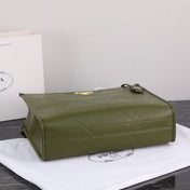 PRA LARGE 39 TOTE IN OLIVE GREEN CALFSKIN GOLD HARDWARE
