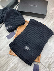 SET SCARF AND HAT IN BLACK WOOL AND RABBIT FUR 388994