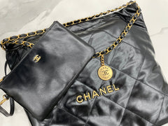 CC LARGE 42 HANDBAG IN BLACK CALFSKIN GOLD HARDWARE