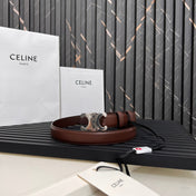 TRIOMPHE 25 MM BELT IN DARK BROWN CALFSKIN SILVER HARDWARE