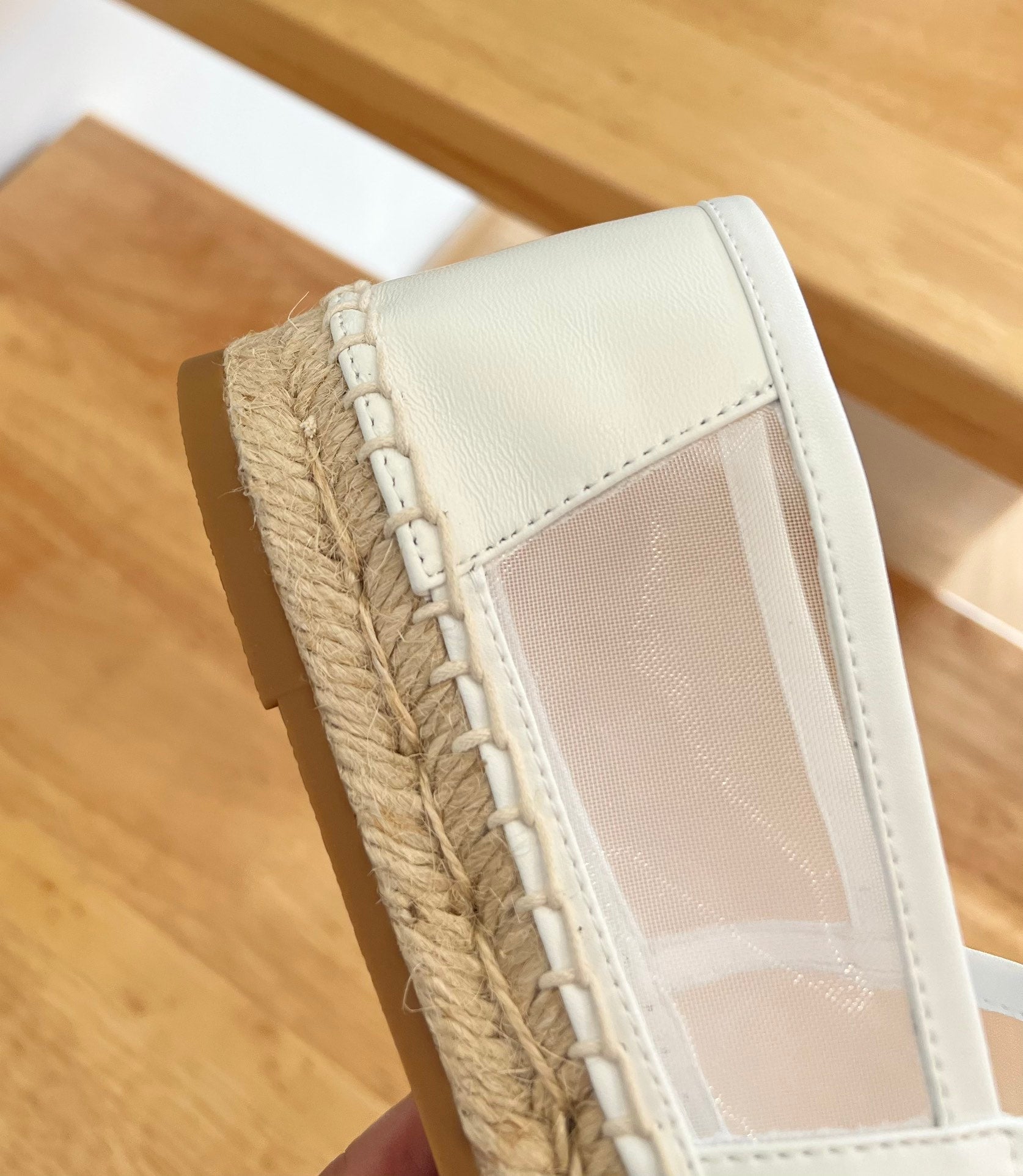 SL YVES LOGO SLIP ON WHITE CALFSKIN AND MESH