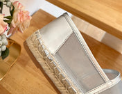 SL YVES LOGO SLIP ON SILVER CALFSKIN AND MESH