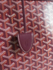 BELLECHASSE BIAUDE PM BAG 36 IN WINE RED GOYARDINE CANVAS AND CALFSKIN TRIM