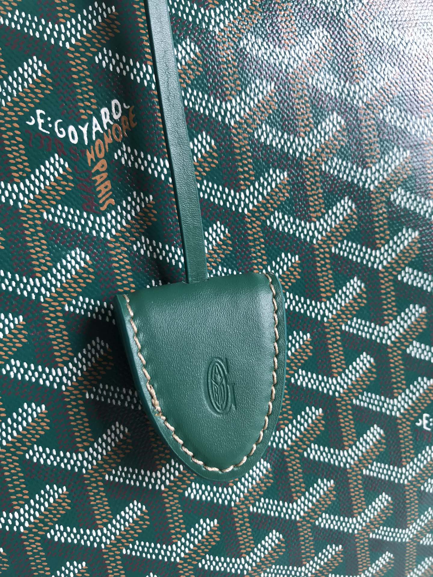 BELLECHASSE BIAUDE PM BAG 36 IN GREEN GOYARDINE CANVAS AND CALFSKIN TRIM