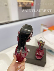 SL TRIBUTE POINED TOE SANDALS GLOSSY BERRY CALFSKIN