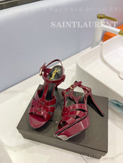 SL TRIBUTE POINED TOE SANDALS GLOSSY BERRY CALFSKIN