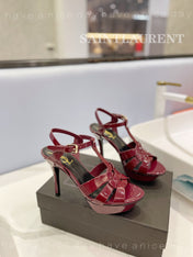 SL TRIBUTE POINED TOE SANDALS GLOSSY BERRY CALFSKIN