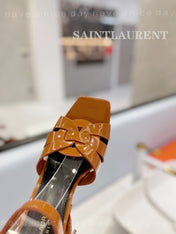 SL TRIBUTE FLATFORM SANDALS GLOSSY COPPER CALFSKIN