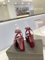 SL TRIBUTE FLATFORM SANDALS GLOSSY BERRY CALFSKIN