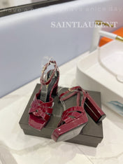 SL TRIBUTE FLATFORM SANDALS GLOSSY BERRY CALFSKIN