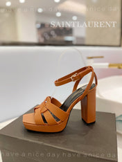 SL TRIBUTE FLATFORM SANDALS COPPER CALFSKIN