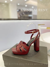 SL TRIBUTE FLATFORM SANDALS BERRY CALFSKIN