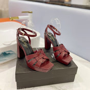 SL TRIBUTE FLATFORM SANDALS BERRY CALFSKIN