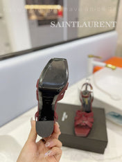 SL TRIBUTE FLATFORM SANDALS BERRY CALFSKIN