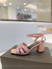 SL TRIBUTE CRYSTAL SANDALS PASTEL PINK CALFSKIN