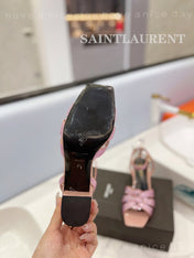 SL TRIBUTE CRYSTAL SANDALS PASTEL PINK CALFSKIN