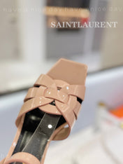 SL TRIBUTE SANDAL GLOSSY PINK NUDE CALFSKIN