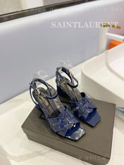 SL TRIBUTE SANDAL GLOSSY NAVY CALFSKIN