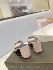 SL TRIBUTE MULES PASTEL PINK CALFSKIN