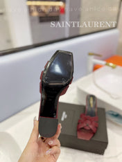 SL TRIBUTE MULES BERRY CALFSKIN