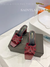 SL TRIBUTE MULES BERRY CALFSKIN
