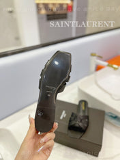 SL TRIBUTE SLIPPERS BLACK CALFSKIN