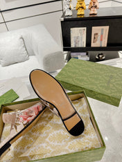 HORSEBIT FLOWER SLIPPER MULE IN LINEN BEIGE MONOGRAM JACQUARD FABRIC