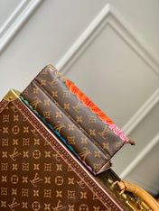 LV x YK ONTHEGO 25 IN BROWN MONOGRAM COATED CANVAS AND CALFSKIN PUMPKIN PATTERN