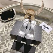 slingback 6.5 glitter silver black grosgrain