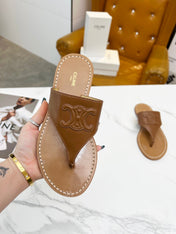 THONG MULE IN BRONZE BROWN CALFSKIN